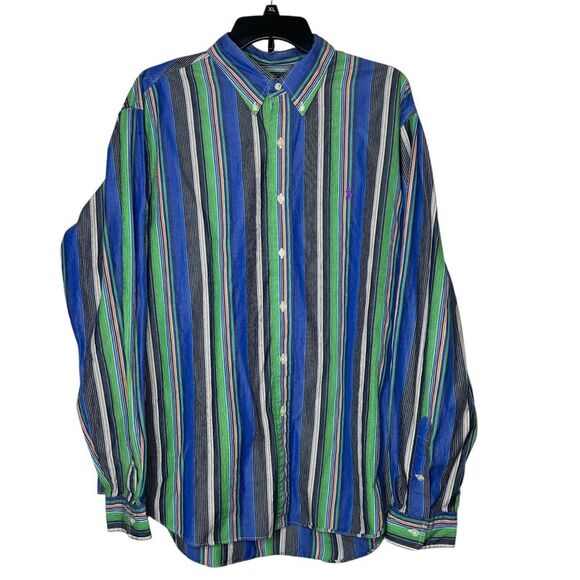 Vintage Golf 90s 1990s Ralph Lauren polo Striped Multicolor Men's Shirt XXL - Picture 1 of 5